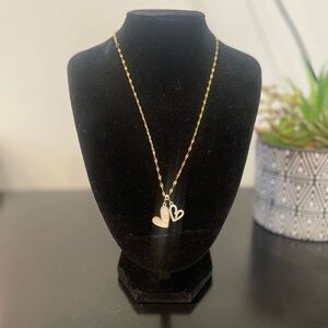 Stainless Steel Gold Heart Pendant Necklace (NIB)